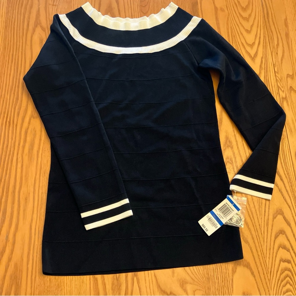INC International Concepts Black and White Sweater Womens Sz XL new with tags